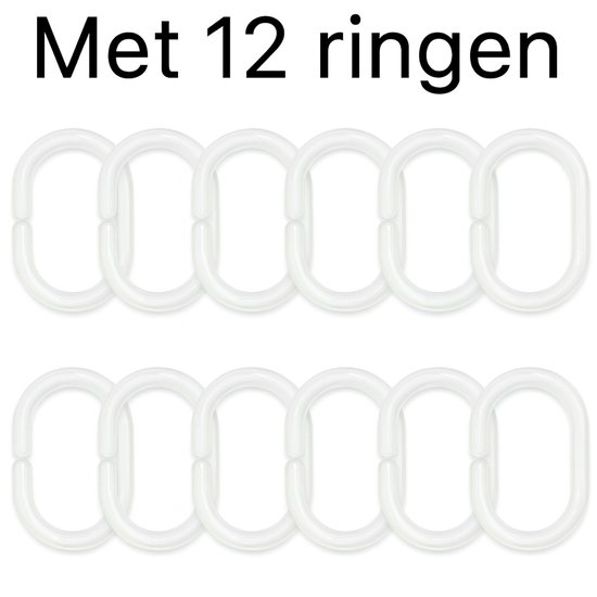 Ulticool Douchegordijn - Gouden Cirkels Zon Maan Chique - 180 x 200 cm - met 12 ringen - Anti Schimmel - Waterdicht & Wasbaar - Semi Transparant - Goud Zwart