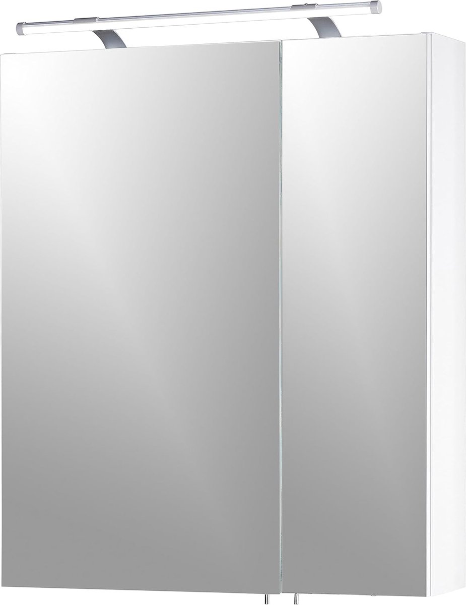 Spiegelkast Glanzend Wit 60 x 16 x 75 cm met Verstelbare Ledverlichting