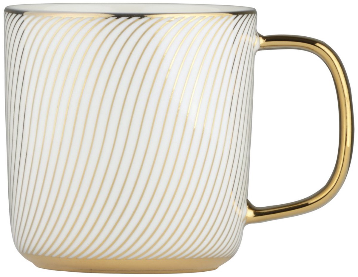 Bia gegalvaniseerde mokken gouden swirl 11 x 19 cm Goud wit Porselein