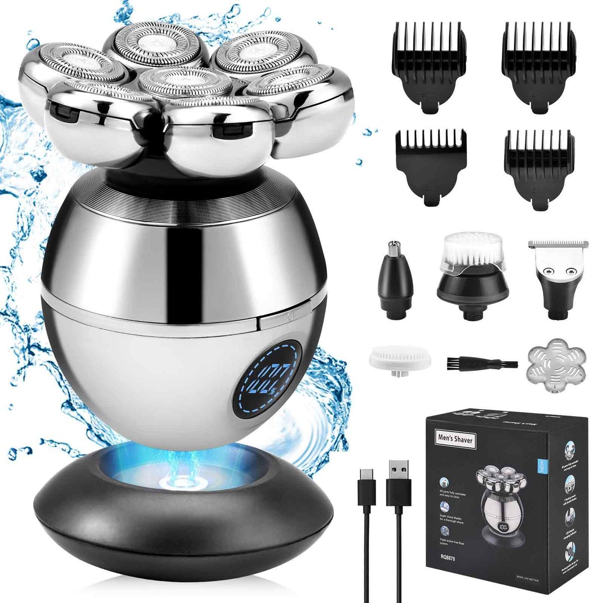 Ynkkvre - Elektrisch Scheerapparaat voor Kale Hoofd en Baard - afbeelding 2