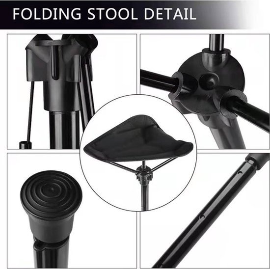 Opvouwbare kruk - Kruk - Krukje - draagbaar - Walkstool - lichtgewicht visserskruk - wachtrij bankje - Comfort - Opvouwbaar Kampeerkruk - inklapbare kruk - vouwstoel - Campingkruk met draagtas - en opbergtas! — afbeelding 2