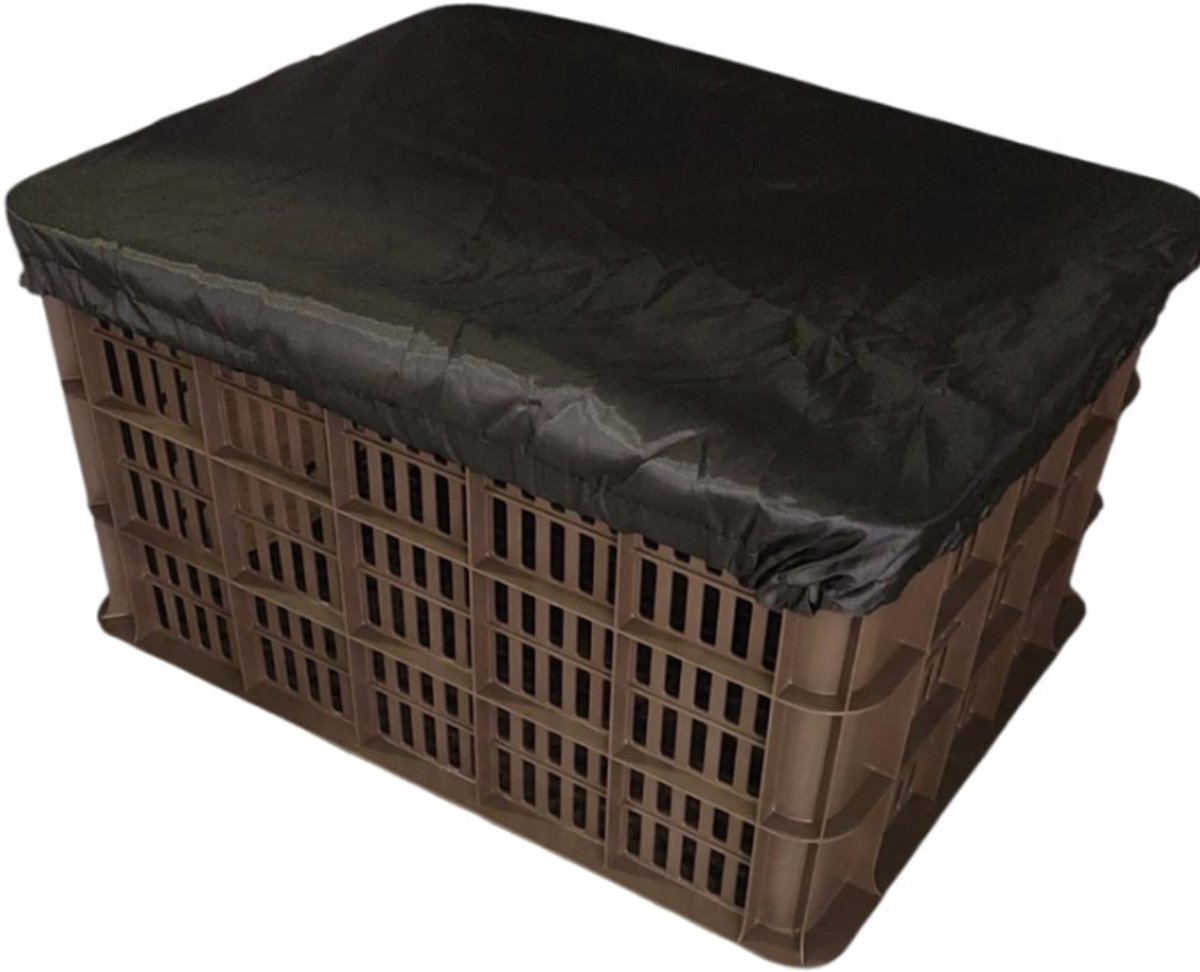 Rieba® Hoes Fietskrat - Crate Cover - Krathoes Fietsmand - Afdekhoes -Waterafstotend - Polyester - Elastisch - Eenvoudige Montage - 45cm x 35cm - Zwart