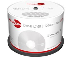 Primeon 2761204 DVD-R disc 4.7 GB 50 stuk(s) Spindel Mat zilver oppervlak