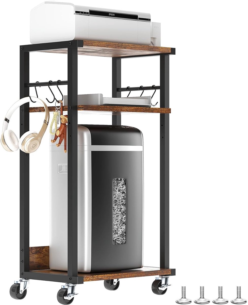 Mobiele Printerstandaard - Multifunctioneel - 1 stuk - Hout - 44 x 30 x 82 cm
