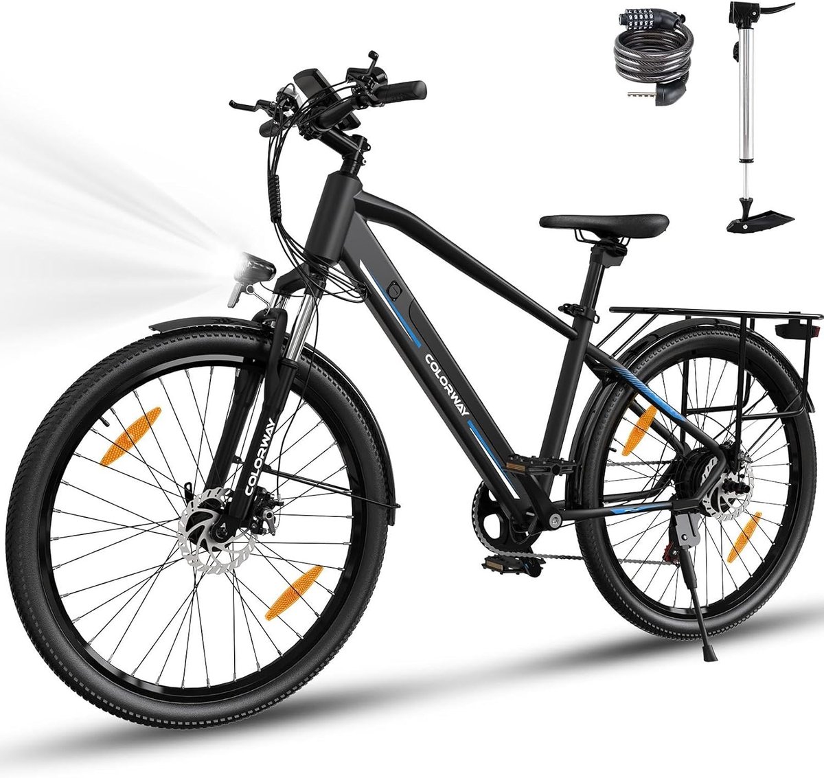 Hitway Elektrische Fiets BK3MS - 26*3.0 Inch Mountain EBike met Afneembare 48V 15Ah Lithium Batterij - City Commuter E-Bike met 250W Motor - 7 Versnellingen - IP54 Waterdicht