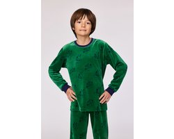 Woody Jongens-Heren pyjama groene duivenprint - maat 116/6J