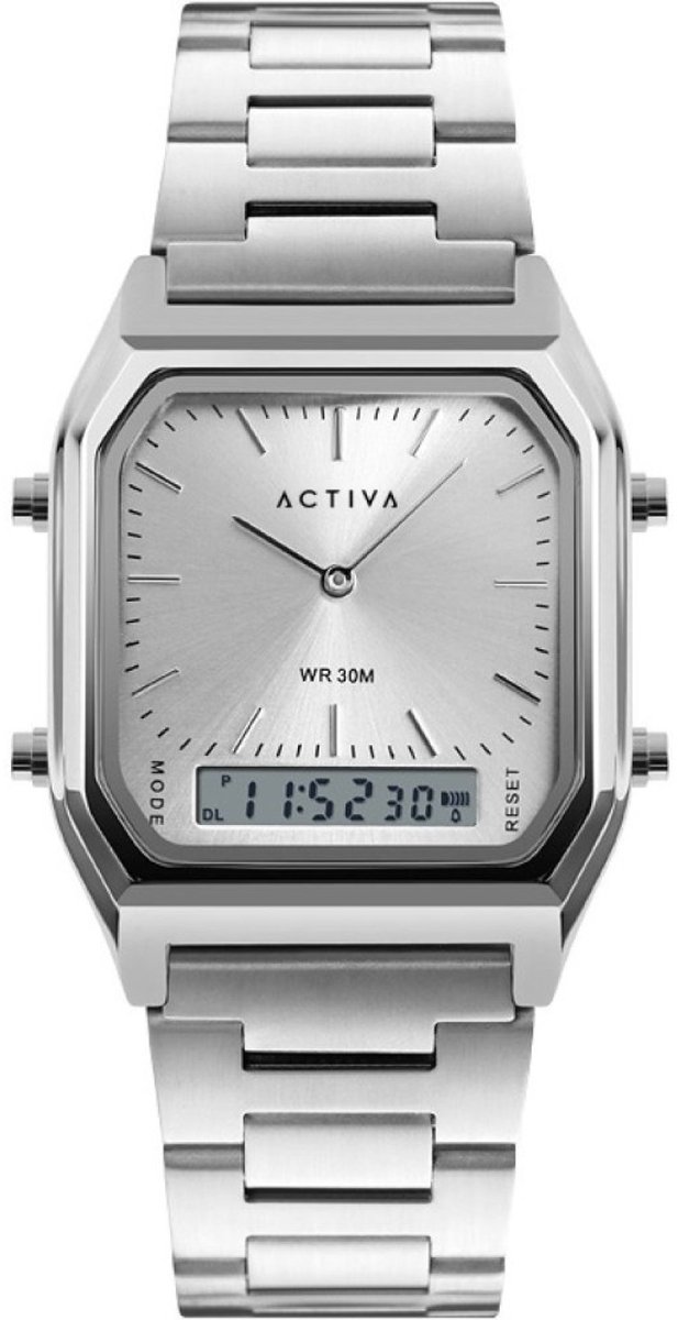 Activa X Invicta DIGITAL ESSENTIALS ACW1220-003 Heren Horloge - Waterdicht - Digitaal - Quartz Uurwerk - met zilveren Wijzerplaat - 43mm