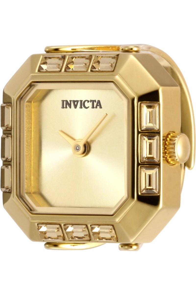 Invicta Mini 49585 Dames Horloge - Waterdicht - Analoog - Quartz Uurwerk - Roestvrij Staal met gouden Wijzerplaat - 21mm