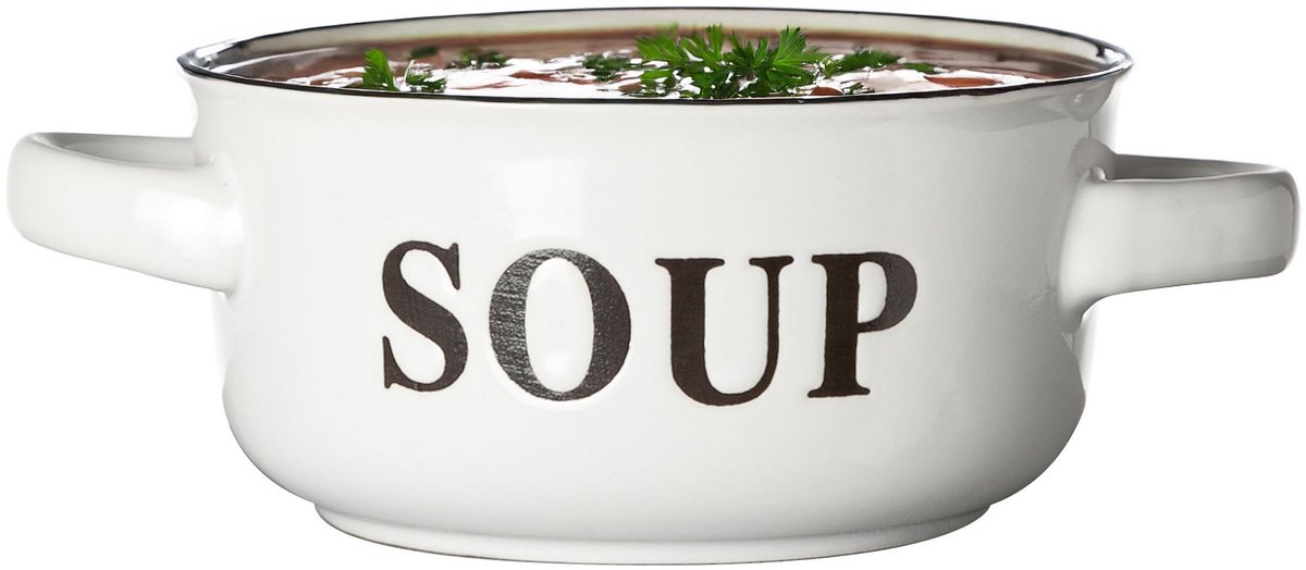 Cosy & Trendy Soepkommen Classic - wit - 1x stuks - 14 x 7 cm - keramiek - soepkommetjes - 470 ml