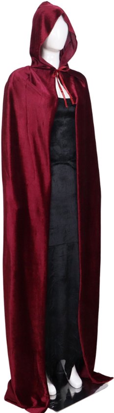 Joya Kids ® Manteaux de Luxe Adultes avec capuche 170 cm | Costume pour le carnaval d'Halloween | Vampire à Cape rouge foncé | Déguisements pour Adultes | Mesdames et Messieurs | Rouge foncé | 170 cm de long