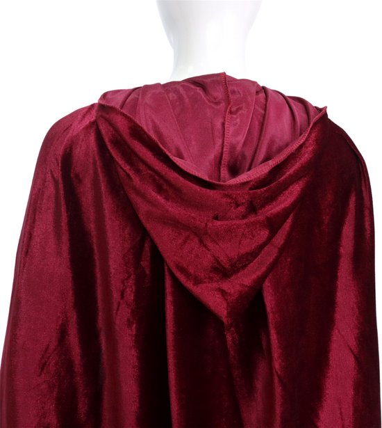 Joya Kids ® Manteaux de Luxe Adultes avec capuche 170 cm | Costume pour le carnaval d'Halloween | Vampire à Cape rouge foncé | Déguisements pour Adultes | Mesdames et Messieurs | Rouge foncé | 170 cm de long