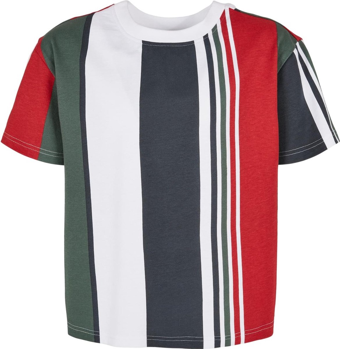 Urban Classics Heavy Oversized Big AOP Stripe Kinder T-shirt Kids 158/164 Wit