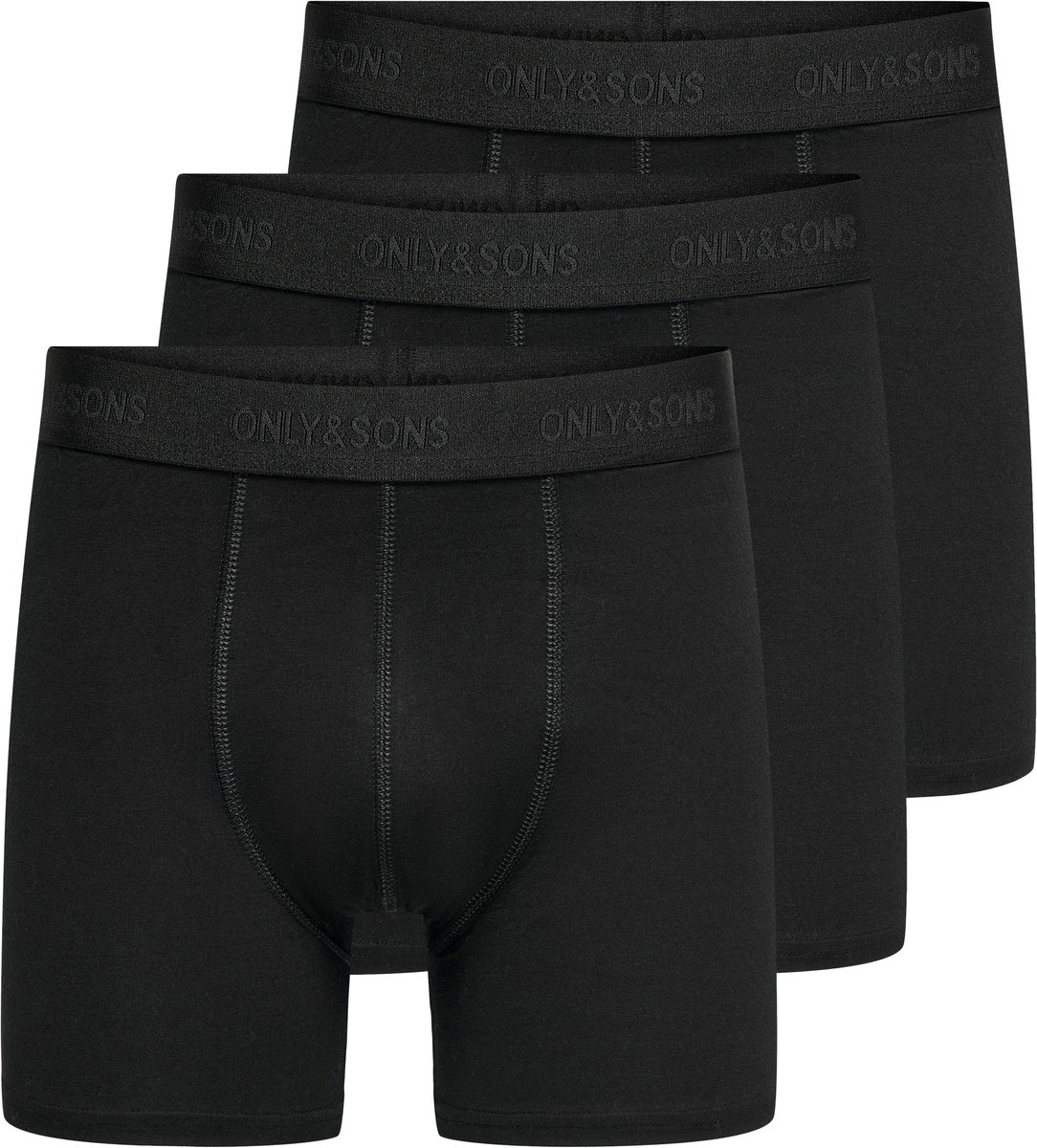 ONLY and SONS ONSFITZ Solid 3-Pack Heren Boxers - zwart - M