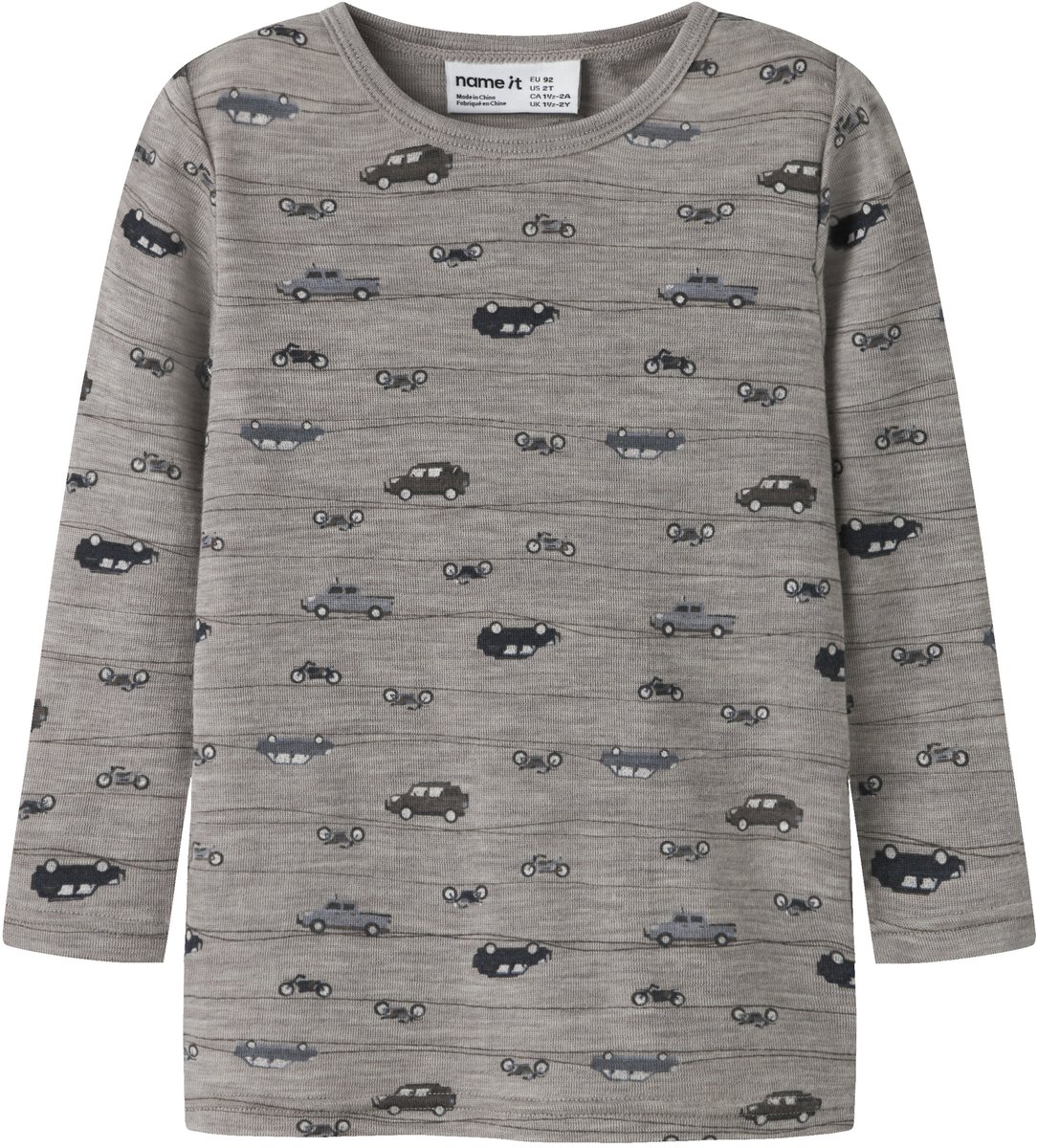 NAME IT - NMMWANG WOOL RIB LS TOP AOP NOOS - Jongens - Lange mouwen shirts