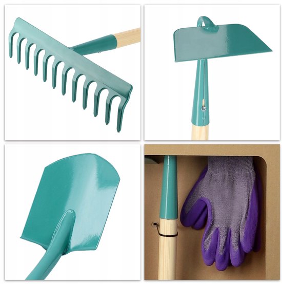 Tuingereedschapsset, set van 4 voor dames - metalen spade, hark en hak, tuingereedschap, inclusief handschoenen - tuinset, tuingereedschap van Esschert Design — afbeelding 2