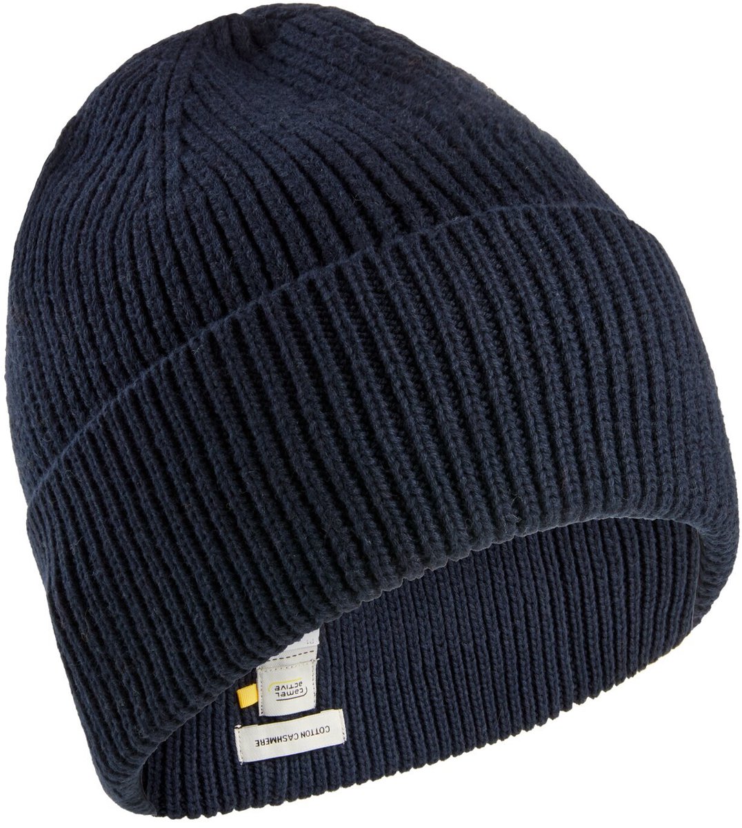 camel active Beanie van een katoen-kasjmiermix - Maat menswear-OS - Marineblauw