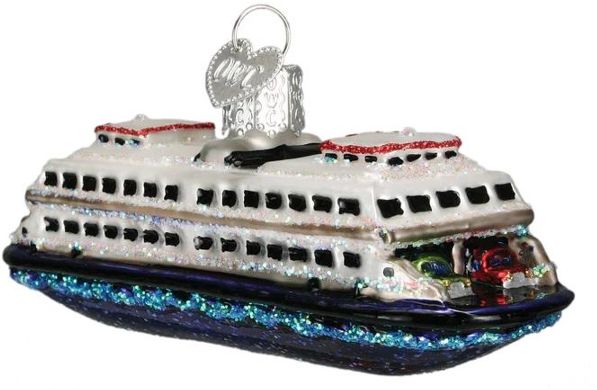 Kerstbal Veerboot – Handgemaakt Glazen Ornament van Old World Christmas