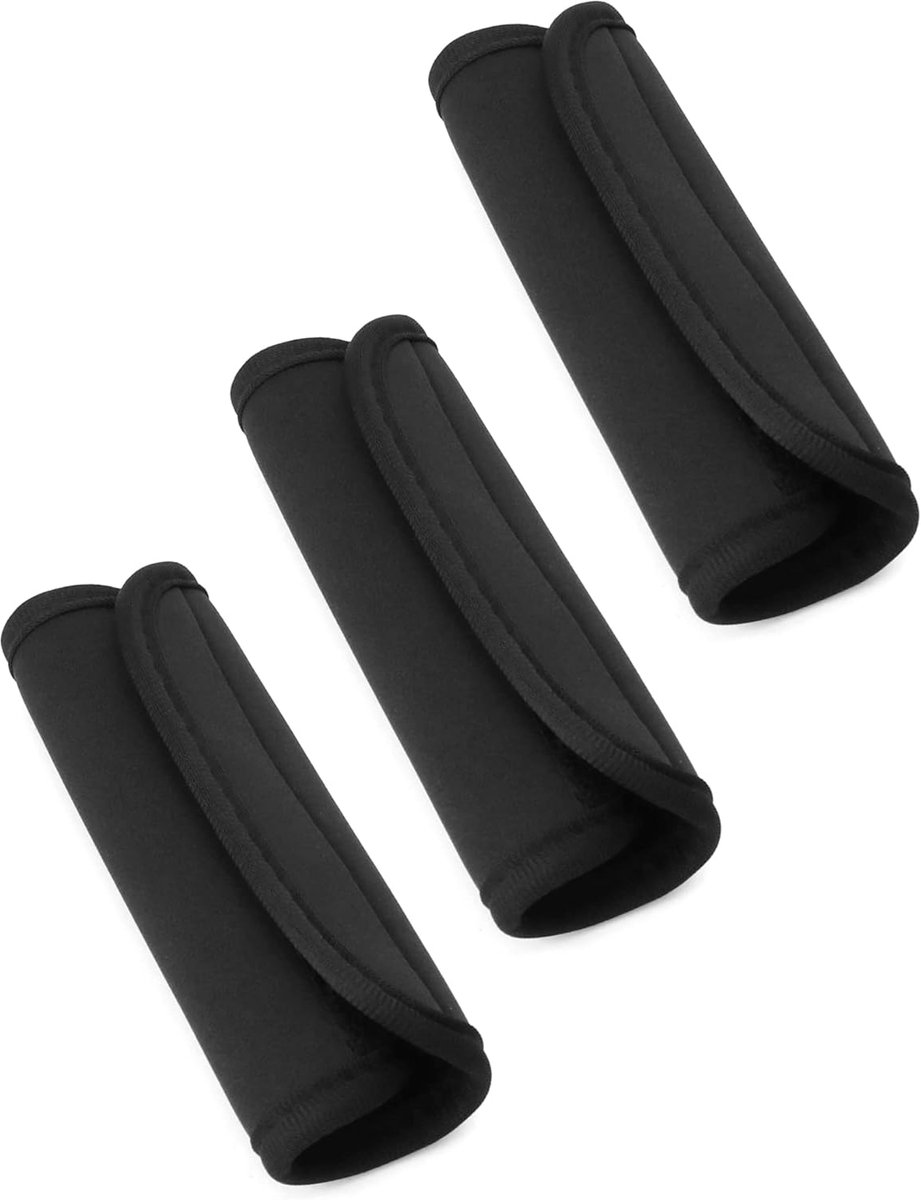 3 stuks kofferhandgreep beschermhoezen – zachte en comfortabele gripcovers, afneembare handvatbeschermers voor koffer, rugzak en handbagage – ideaal reistoebehoren (zwart)