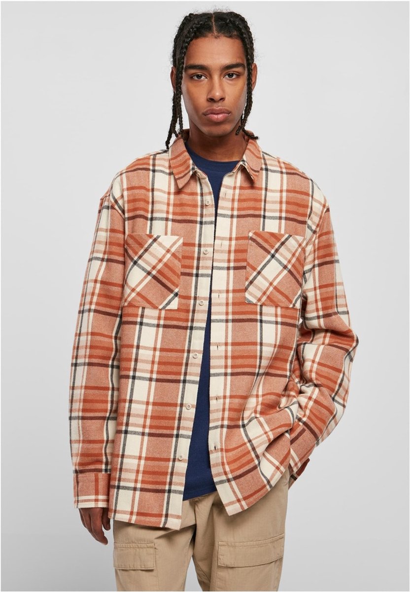 Urban Classics Long Oversized Checked Leaves Overhemd S Rood