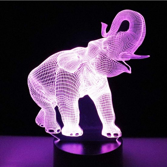 Daity 7 Kleurveranderende nachtlamp 3D-sfeerlamp 3D visuele illusie LED-lamp Geschikt voor kinderspeelgoed Kerstmis verjaardagscadeau (olifant) van Merkloos — afbeelding 2