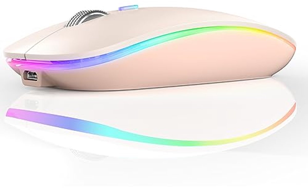 Draadloze Bluetooth Muis met LED Oplaadfunctie - Geruisloze Muis voor Laptop en PC - Licht Roze