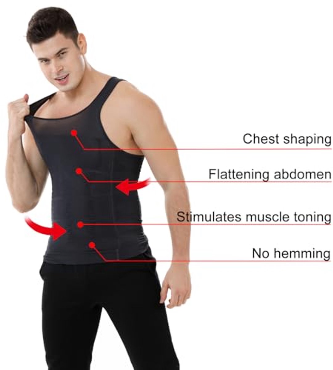 Afslankende Body Shaper Compressie Shirt voor Mannen - Sculpting Vest Spier Tank