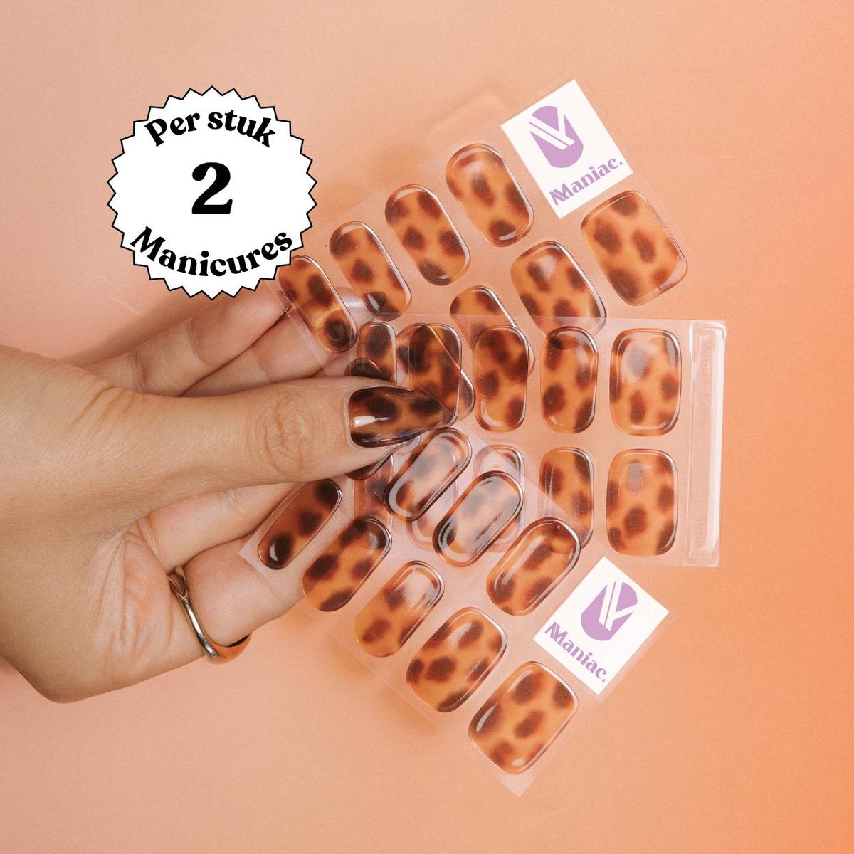 Maniac Nails Gellak Stickers – Turtle – 28 stickers voor 2 manicures – 14+ dagen zonder chippen – Uitharden met UV-lamp – Tortoise Gel Nagelstickers – Gel Nail Wraps