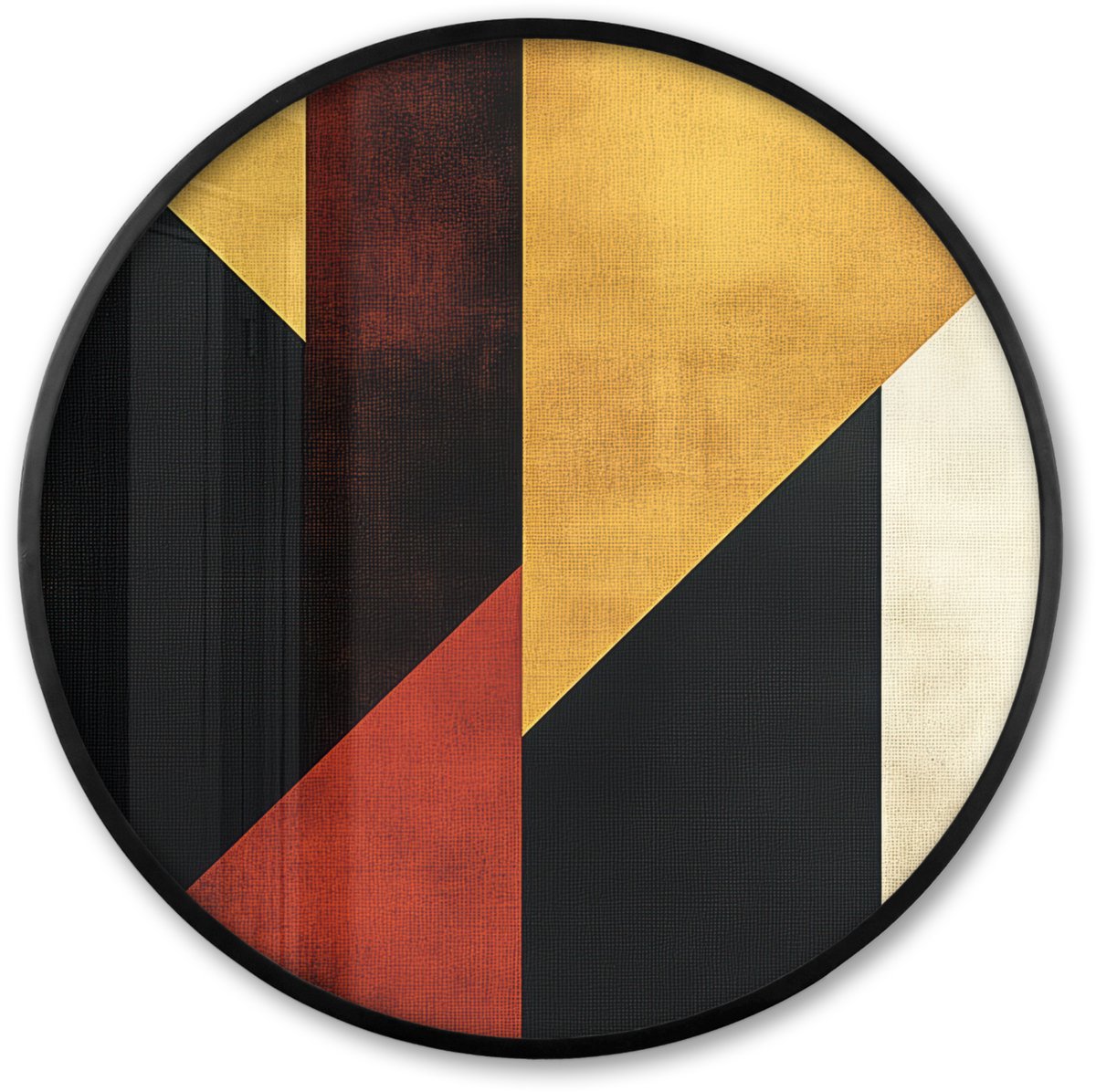 FrameYourWall Poster in lijst Rond - Fotolijst 60x60 cm - Posters - Abstract - Herfst kleuren - Goud - Vormen - Modern - Ronde posterlijst zwart - Decoratie - Wanddecoratie woonkamer - Muurdecoratie slaapkamer