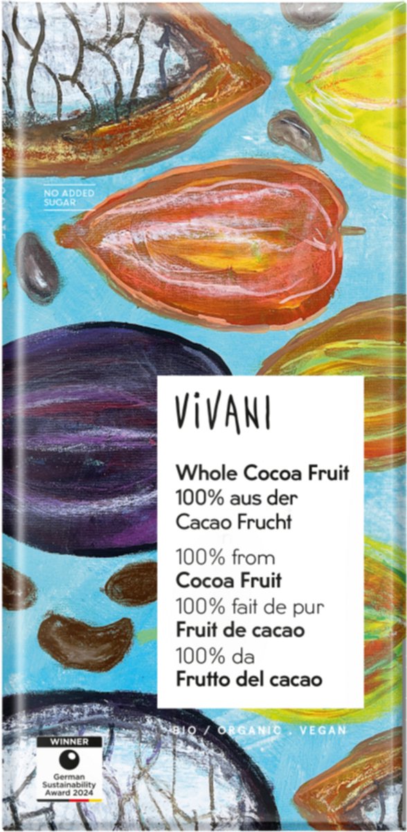 Vivani Whole Cocoa Fruit Chocolade 80GR