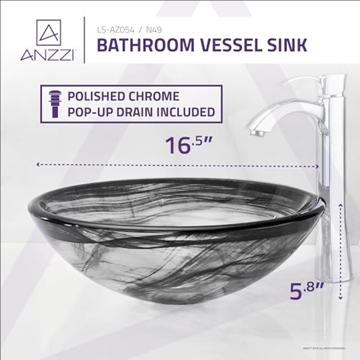 Moderne Gehard Glas Vaatwasbak in Slumber Wisp | Grijze Top Mount Badkamer Wastafels | Ronde Ijdelheid Aansluiting Gootsteen Kom met Pop-Up Afvoer