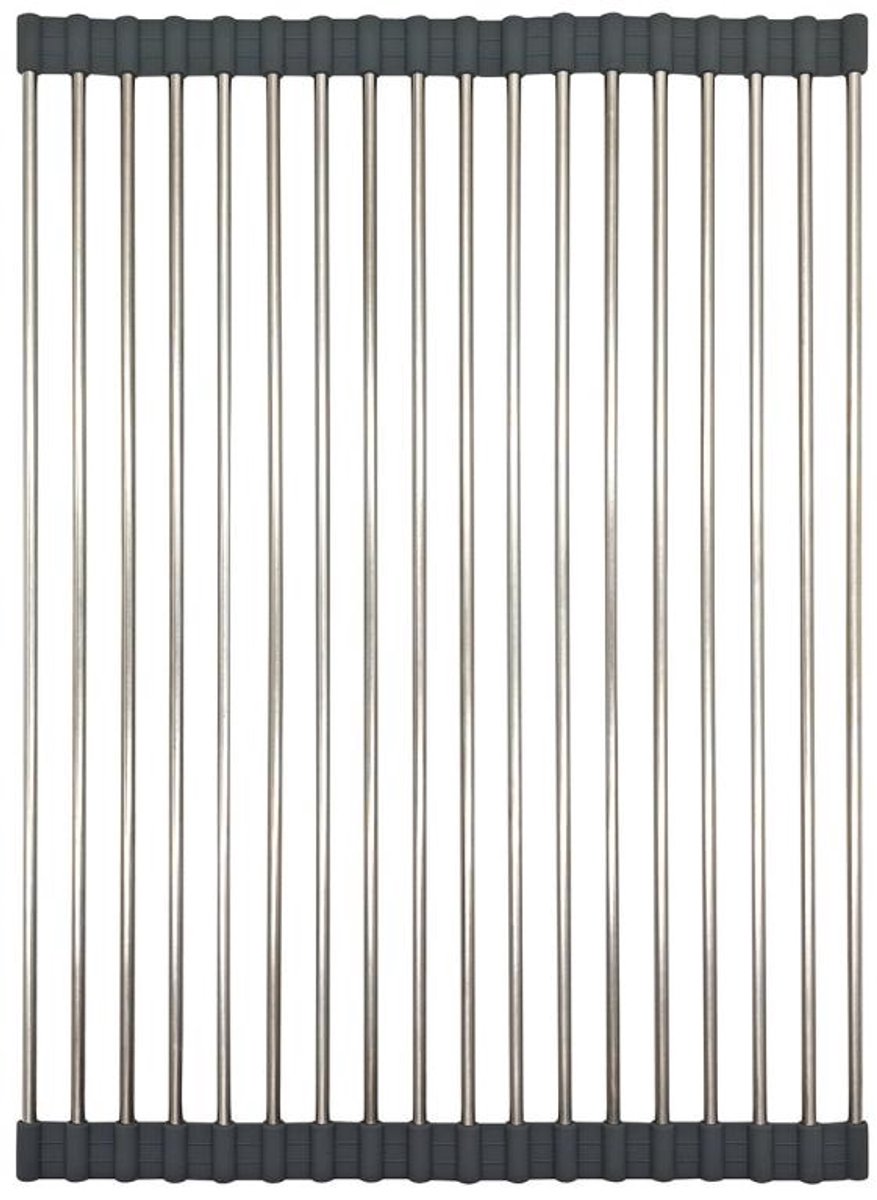 KINGHOFF Afwasdroogmat - Opvouwbare Droogmat 45x32 cm - Roestvrij Staal met Antislip Laag - Beschermt Aanrechtblad