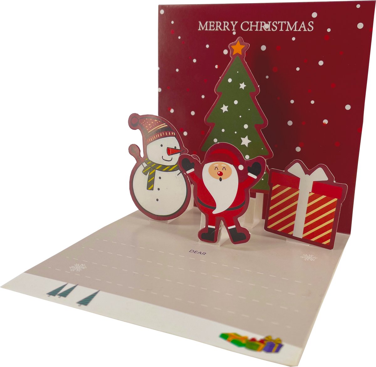 3D Pop Up Kerstkaart - Red - 11x11 cm - DIY Kerstkaart - Ansichtkaart - Wenskaart - Met Envelop