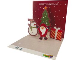 3D Pop Up Kerstkaart - Red - 11x11 cm - DIY Kerstkaart - Ansichtkaart - Wenskaart - Met Envelop