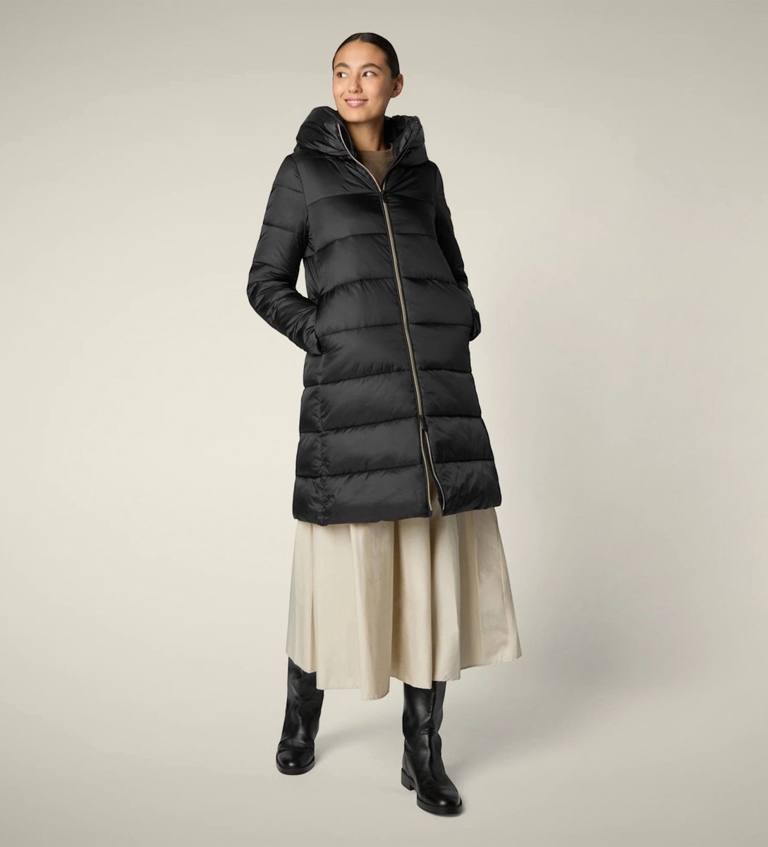 SAVE THE DUCK Lysa Jassen Dames - Winterjas - Zwart - Maat XS