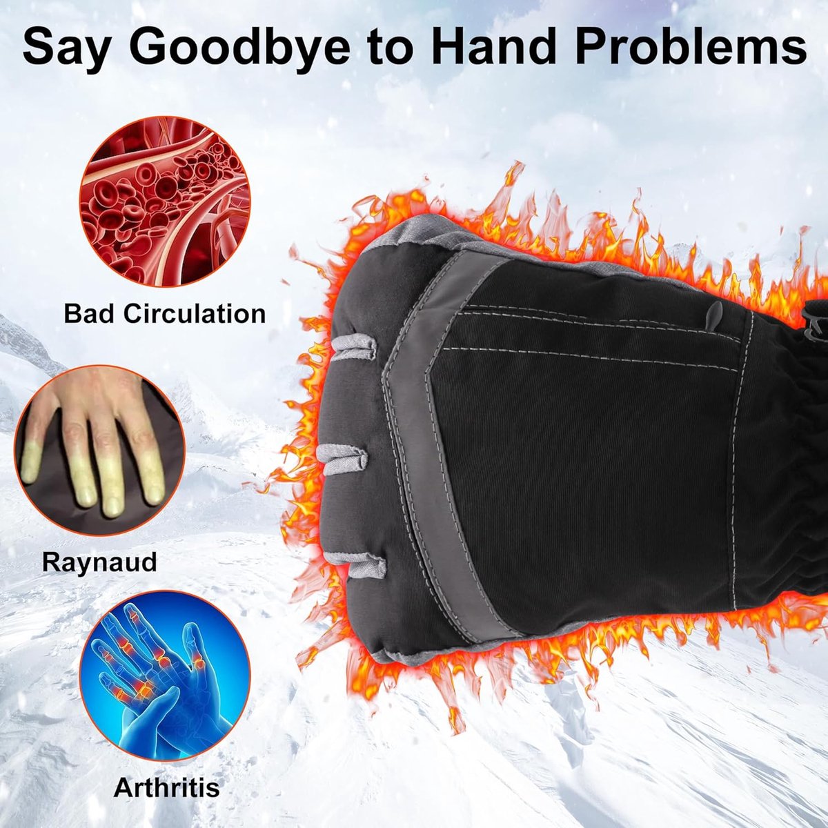 Verwarmde handschoenen voor mannen en vrouwen - waterdichte en winddichte elektrische handwarmers met touchscreen - geschikt voor wandelen, skiën en buitensporten in de winter — cadeau in Sport & Outdoor - foto 5