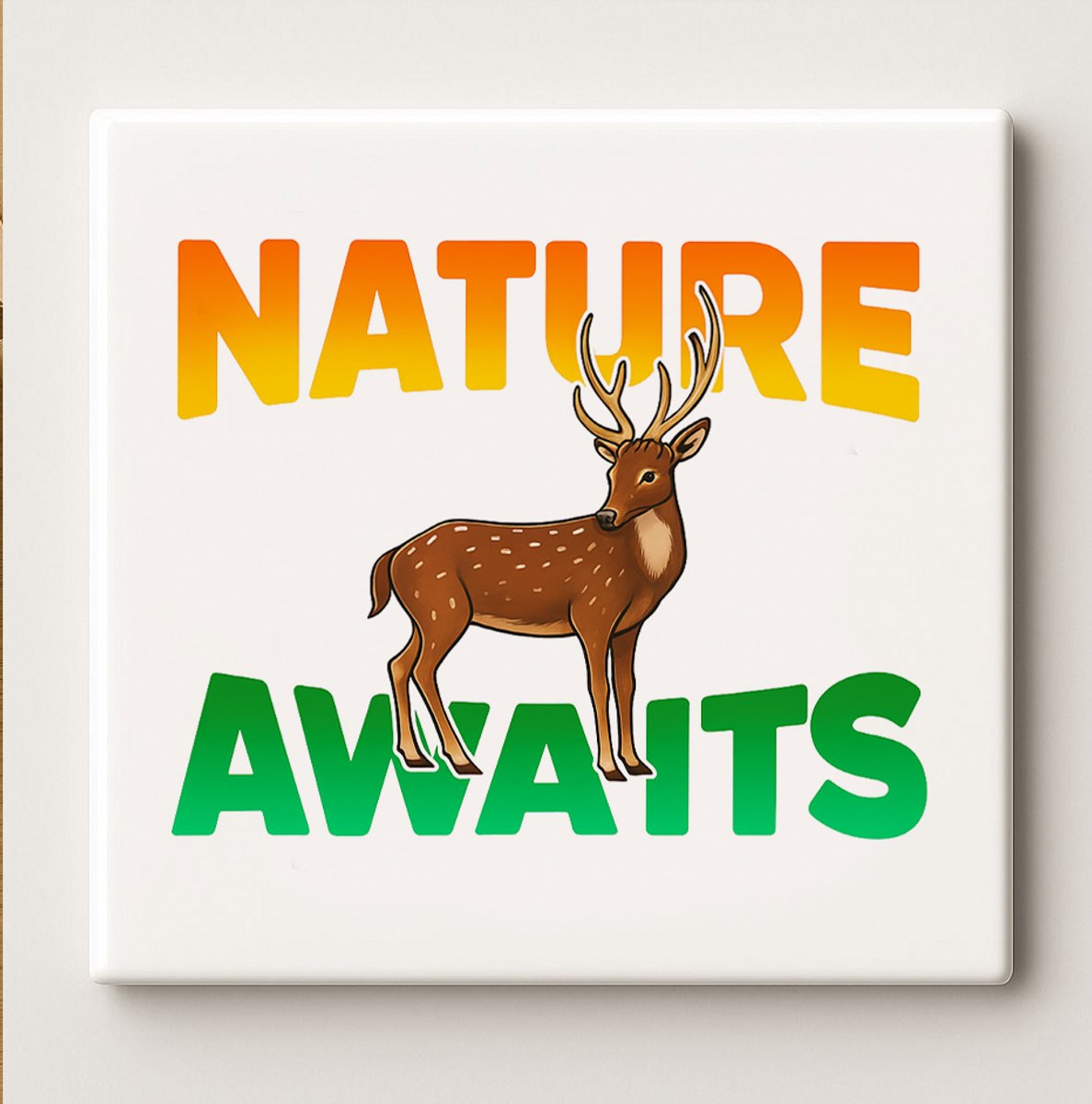 Nature Awaits Hert Tegel – 15x15 cm Outdoor Avontuur Keramische Wandtegel – Natuurontwerp