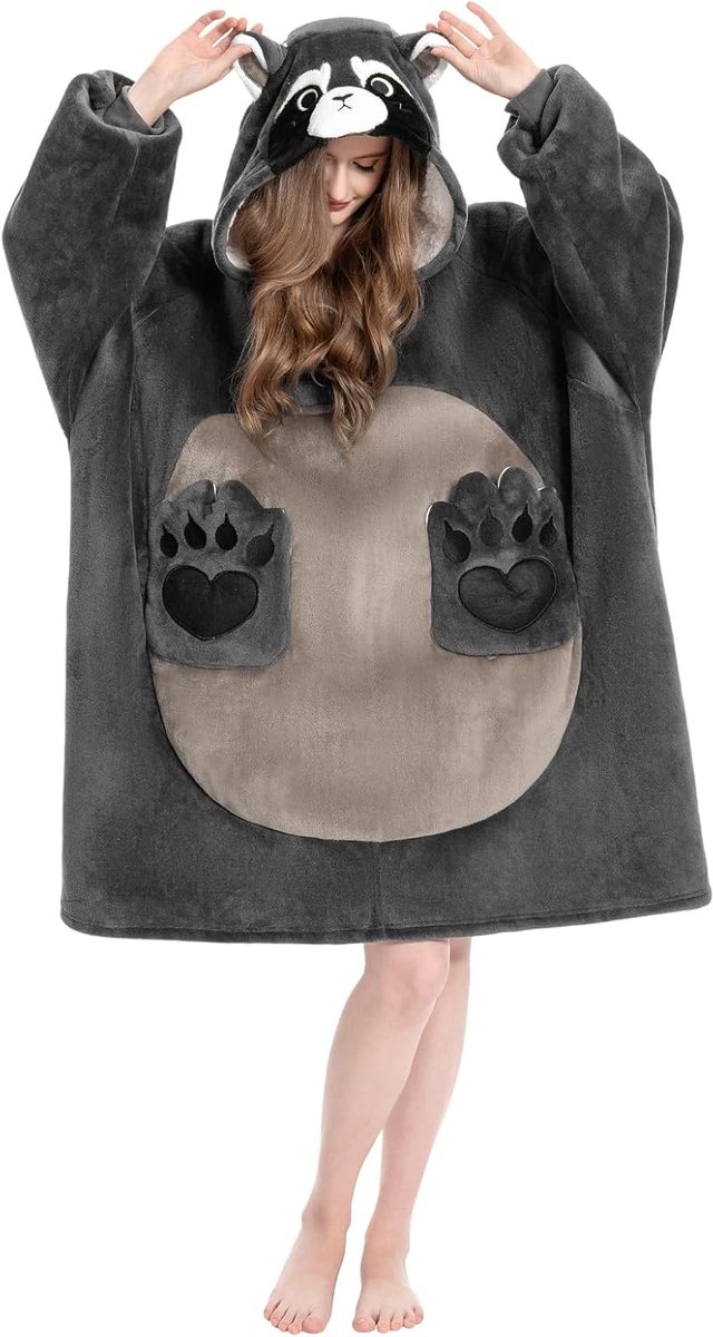 Overmaat Hoodie Deken voor Volwassenen - Sherpa Fleece Draagbare Deken met Mouwen & Zakken