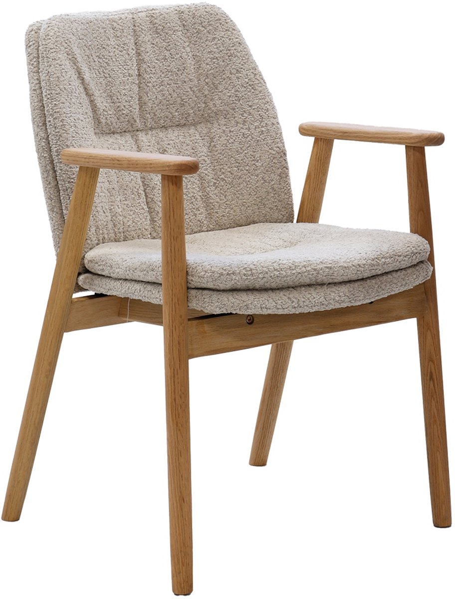 DÉJA Living Eetkamerstoel Amelie - Eikenhout/Polyester - Taupe - Set van 2