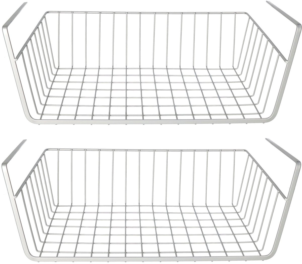 Gerimport Opberg/opruim hangmandje - 6x - 25 x 40 x 14 cm - Kastmandje - zilver - kledingkast