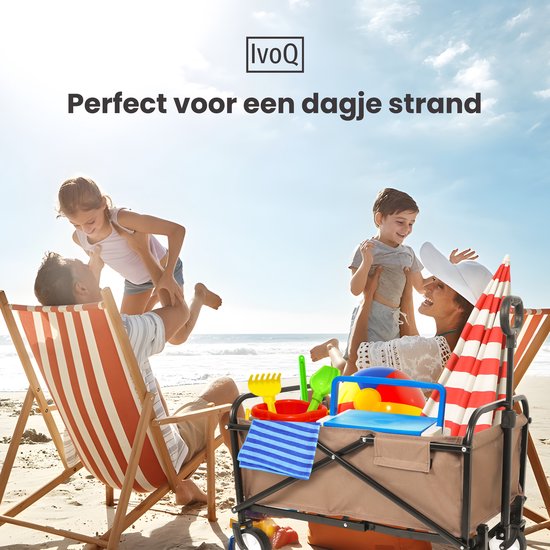 IvoQ Opvouwbare Bolderkar - Bruin - Stevig Stalen Frame - Draagvermogen 80 kg - Compact & Lichtgewicht - Ideaal voor Strand, Camping, Tuin & Boodschappen van Merkloos — afbeelding 3