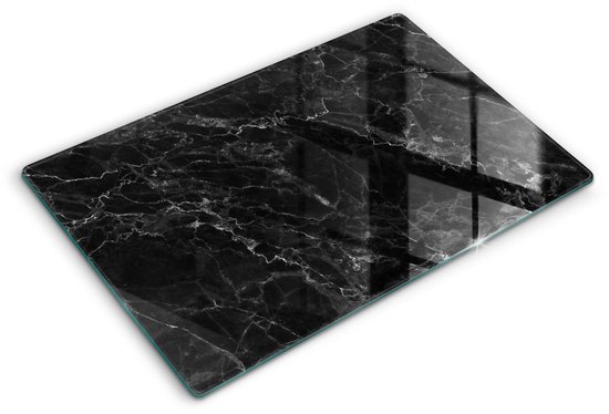 Crédence de Cuisine Wallfluent - Glas Zwart résistant à la chaleur - 80 x 52 cm - Protection Elegant pour crédence de Cuisine en marbre - Cuisine rectangulaire à motifs naturels