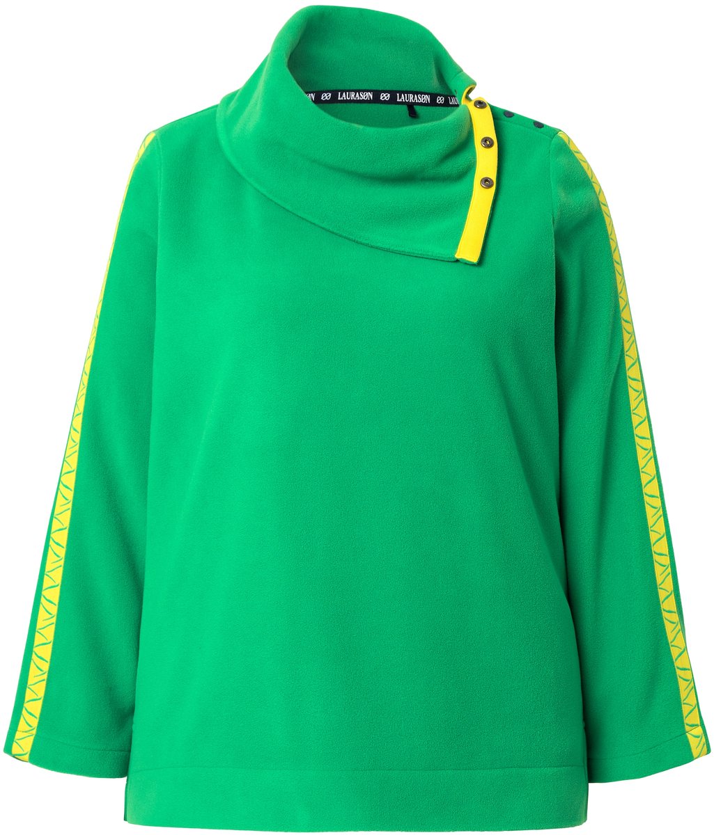 Laurasøn - Dames - Fleece sweatshirt grote kraag lange mouw - Groen - Maat 48+