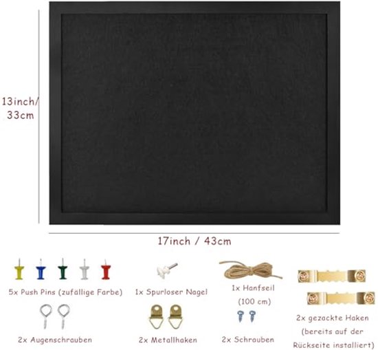 Prikbord van kurk 60 x 100 cm met 40 gekleurde punaises - kantoor