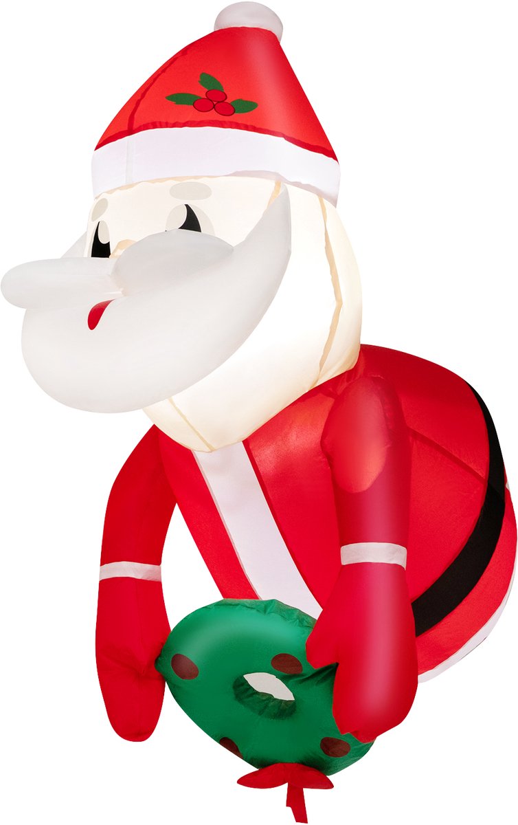 COSTWAY Opblaasbare kerstman uit het raam, 100 cm led-decoratie, voor Kerstmis, opblaasbaar, kerstdecoratie voor buiten, kerstdecoratie voor binnenplaats, tuin en gazon