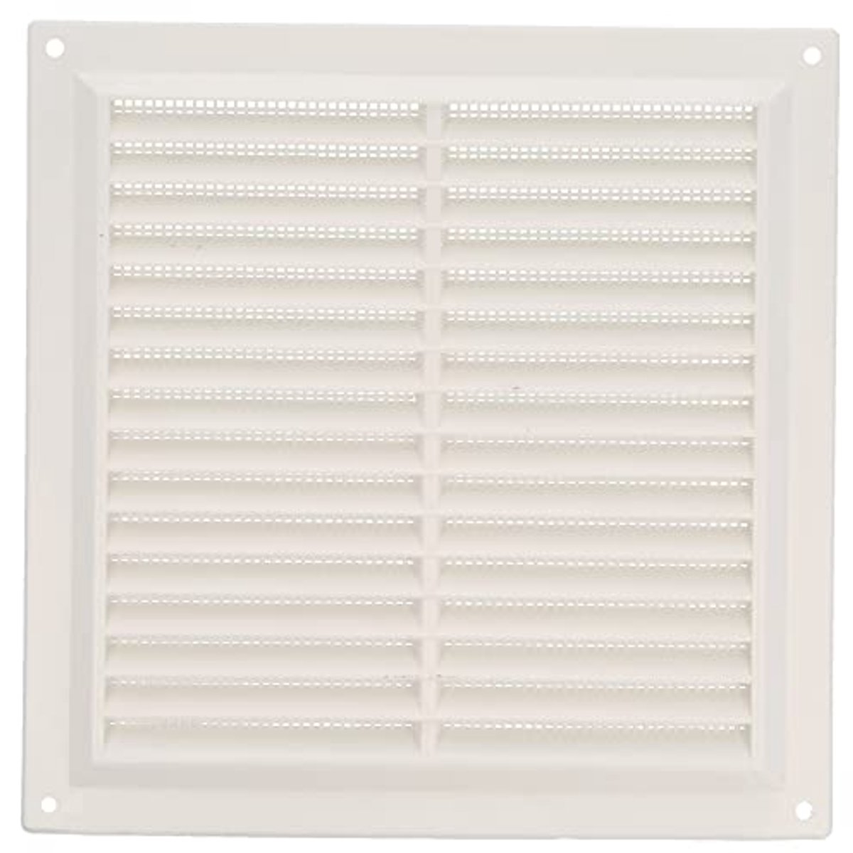 Vierkant kunststof ventilatierooster met muggennet voor keuken en badkamer - 200 x 200 mm - Wit