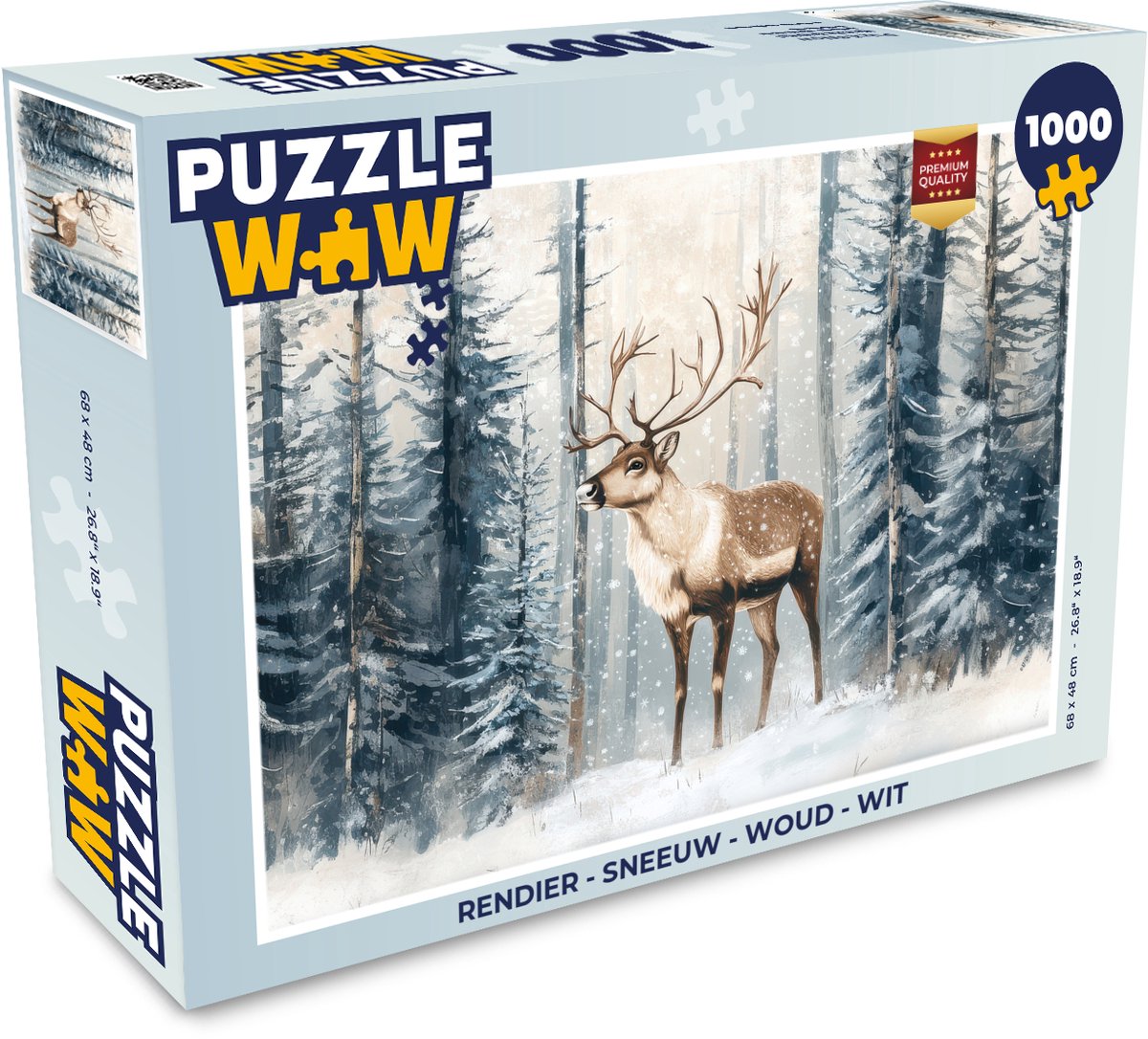 Rendier - Sneeuw - Woud - Wit