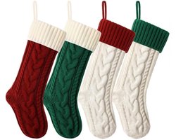 4 stuks - Kerstsok - 18 inch - Kerstversiering - Kerst Sokken - Kerstdecoratie kerstsokken - Kerst - Kerstdecoratie sokken - Decoratie - Cadeautjes - Voor Openhaard of Boomdecoratie