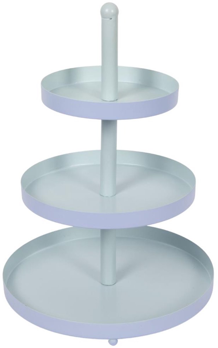 Etagere 3-laags blauw-munt Ø25xH35cm
