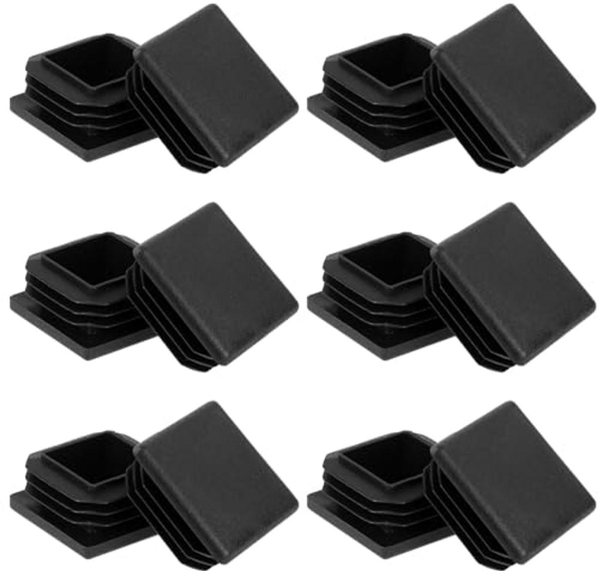 12 Stuks Vierkante Buisstoppers - 30x30mm - Kunststof - Voetdoppen voor Stoelen en Meubels