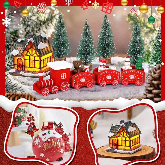 MIK Funshopping Mini Train De Noël – Locomotive, 3 Wagons Et 5 Rails – Jouet à Piles, Cadeau De Noël